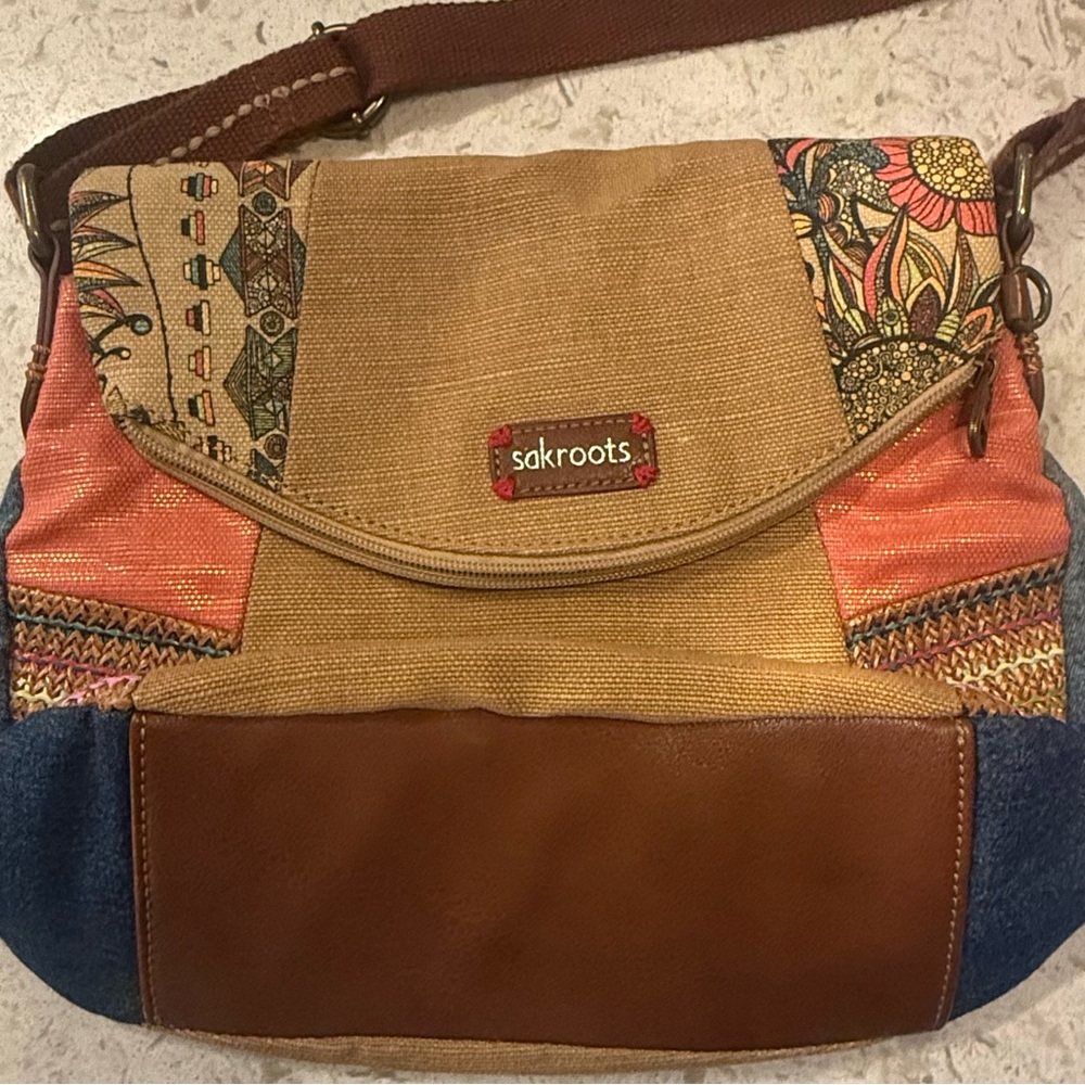 Sakroots Neutral Earth Tones Colored Crossbody Bag